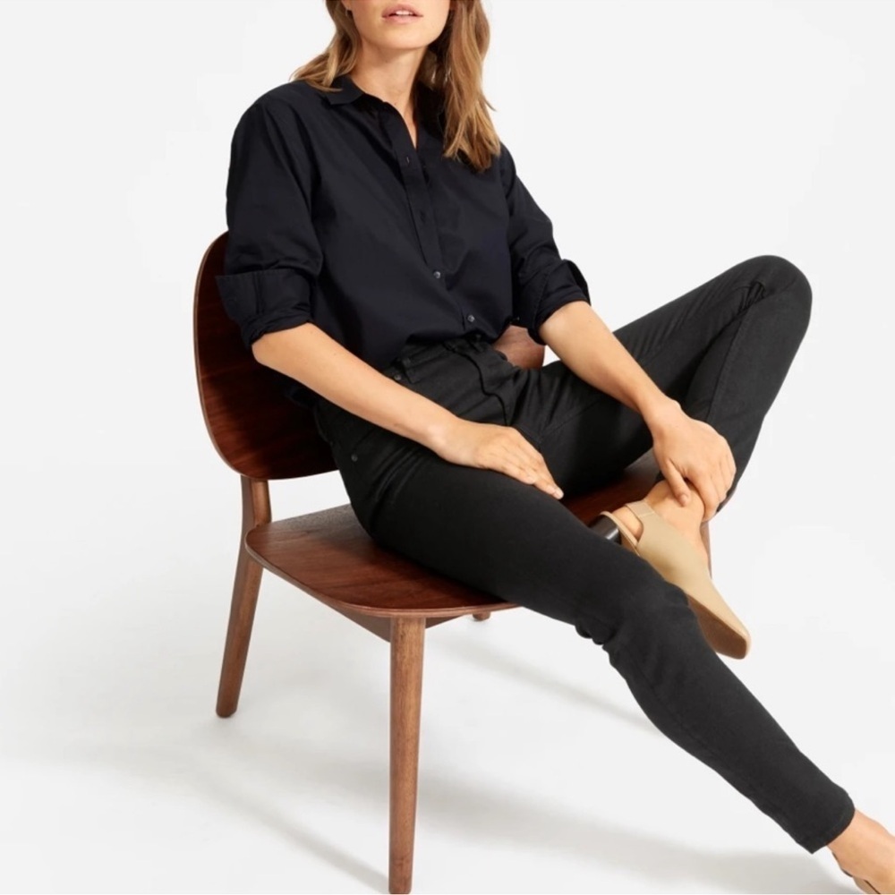 Everlane Mid Rise Skinny Jeans Black Women’s Size 26 Ankle Short Stretch